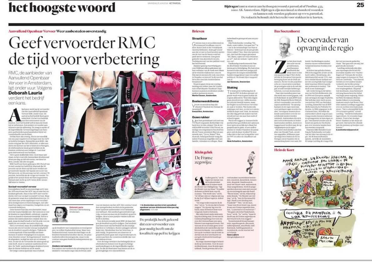 Artikel Parool - Geef vervoerder RMC de tijd 22 juni 2018.jpg