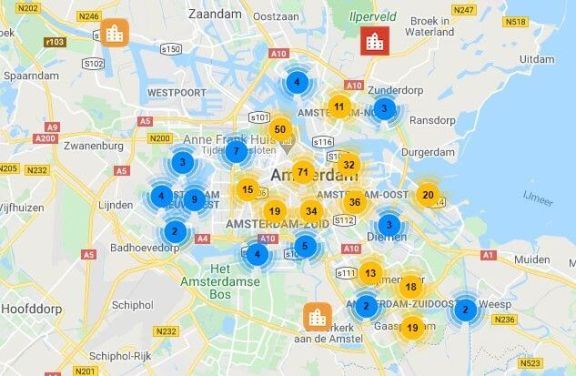 Kaartje toegankelijkheidsinformatie Amsterdam
